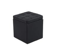 Black Faux Leather Storage OttomanUpholstered Shoe Bench with LiftOff Lid Small Tufted Footrest Stool for Living Room Bedroom Entryway (30x30x35cm)