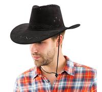 Black Faux Suede Cowboy Hat I Love Fancy Dress Black 6 Pack