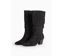 Black Faux Suede Ruched Long Boots 6
