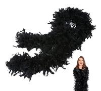 Black Feather Boas Thick Fancy Dress for Women,Girls,80g 2m/6.6ft Natural Turkey Feather Boa Black,Party Fluffy Boa Feather Scarffor Bulk for Adult,Kids,Wedding Bachelor Halloween Christmas Party