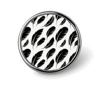 Black Feather Float Round Lapel Pins for Men Women Metal Button Pin Fashion Personalized Brooch Pins for Men Suits Cute Brooch Badge for Backpack Clothing Hat Bag Decoration