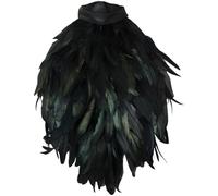 Black Feather Harness, Unique Witch Collar Costume with Dark Queen Bird Like Neck Cape, for Halloween Costume Parties and Stage Performance, Black Feather Accessory