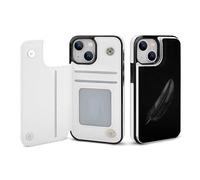 Black Feather Leather Wallet Cell Phone Cases Stand Foldable Flip Cover Phone Case Compatible with iPhone 13 Mini/13/13 Pro/13 Pro Max