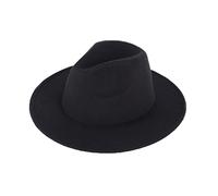 Black Fedora Hat for Men Women Classic Wide Brim Derby Cap Elegant Church Hat Stage Performance Wedding Party Daily Wear Head Circumference 56-58cm