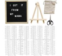 (Black) Felt Letter Board,Letter Board with Stand - Wooden Frame Rustic Interactive Felt Bulletin 9.84x9.84inch Billboard for School Classroom Hospital Cafe