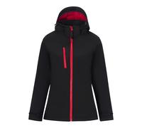 Black female 12 Regatta Professional Women's Waterproof Venturer 3-layer Printable Hooded Softshell Jacket Black, Size: 12