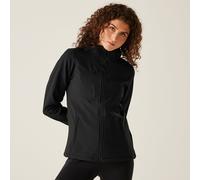 Black female 8 Regatta Professional Women's Waterproof Venturer 3-layer Printable Hooded Softshell Jacket Black, Size: 8