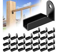 Black Fence Mounting Bracket for 1" x 1" Square Rails, Carbon Steel Square Tube Rail Bracket, Fence Panel Internal Connector, No Screws, 24 Packs