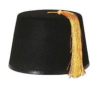 Black Fez Hat - Black Fez Hat With a Gold Tassel on the Top - Perfect for Film, Tv, or Religious Fancy Dress and Other Fancy Dress Events