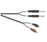 Black Figure 8 Screened 2x 6.35 mm Mono Jack Plugs to 2x Phono Plugs Lead