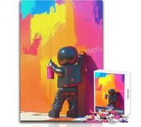 Black Figure Spray Painting A Wall 1000 Piece Jigsaws for Teenagers Logical Thinking Development Game Great Gift for Meaningful Moments Size 38x26cm