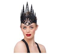 Black Filigree Queen Crown Fancy Dress Headband Costume Accessory