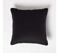 Homescapes Filled Velvet Cushion with Piped Edge 46 x 46 cm in Black Homescapes Black 46 x 46 cm