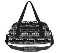 Black Film Clapboard Kids Overnight Duffle Bags for Girls Boys, Lightweight Sports Gym Bag for Kids，Small Overnight Weekender Carry on Travel Bags Dance Bag, Black Film Clapboard, 18.5L x 7.8W x 9.4H