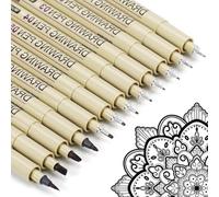 Black Fineliner Art Drawing Pens:12 Microneedling Extra Fine Liner Waterproof Ink Pens Artists Writing Journaling Watercolour Sketching Manga Anime Gifts Scrapbook Office School Art Craft Supplies