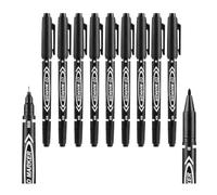 Black Fineliner Pens 10 Pack Dual Tip 0.5 mm and 1.0 mm Fine Liner Pens | Fine 0.5 mm tip at one end and 1 mm at the other - black ink on paper wood fabric and plastic and dries fast for notes