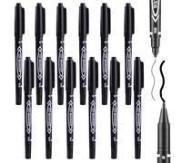 Black Fineliner Permanent Marker Pens - 12 Pack Black Fine Liner Pens for Art Drawing - Quick Drying & Waterproof Pen Working on Paper, Wood, Fabric for Doodling, Colouring, Office School Supplies