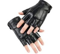 Black Fingerless Gloves,Pu Black Leather Gloves Driving for Men Women Teens | Pu Faux Mens Leather Fingerless Gloves Half Finger,Motorcycle Riding Running Winter Outdoor Sport Mittens Halloween Cosplay