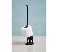 Black Finish Elephant Toilet Roll Holder with Round Base | Fauna