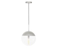 Orsina Chrome Finish Pendant Light With Globe Glass Shade, Metal Canopy Minimal Ceiling Fixture, Ideal For Entryway