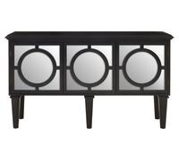 Black Finish Sideboard, Black Wooden Cabinet Featuring Circular Lattice-Overlay Convex Mirrors Interiors by Premier Black One Size