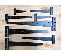 Black Finish Tee Hinges 4" - 18" Cabinet Shed Door & Gate T Hinge 100mm - 450mm (450mm (18"), 1 Pair - 2 Hinges)