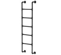Black Fire Escape Ladder, 140cm 160cm 180cm 200cm 210cm Basement Egress Ladder Wall Mounted Attic Loft Ladder for Home Safety, Metal Iron Tube Window Well Ladder(240cm/94in)