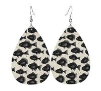 Black fish pattern Leather earrings, European and American style earrings for young women, birthday gifts/Valentine's Day gifts