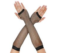 Black Fishnet Gloves Fingerless For Women Long Fish Net Goves Stretchy Fish Net Arm Sleeves Mesh Fingerless Glove for Emo Goth Punk 80s Scene Accessories for Halloween Cosplay, Music Festival