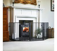 Black Five Panel Fire Surround Secure Child and Pet Safety Gate Fireguard Sturdy Metal Fireplace Screen Protective Safety Barrier for Toddlers and Dogs Home Living Room Decor