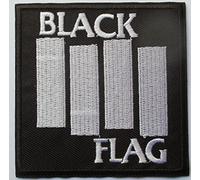 Black Flag Band Patch Black and White 9x9cm Hard Rock Roll Thermo-Adhesive Badge