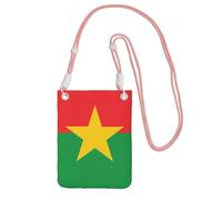 Black Flag of Burkina Faso Print Small Crossbody Cell Phone Bag, Cute Carry A Mobile Purse Diagonally, for Shopping, Walking, Pink, One Size
