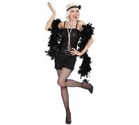Black Flapper Costume Large for 20s 30s Moll Bugsy Fancy Dress