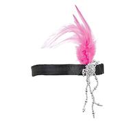Black Flapper Headband with Pink Feathers (Pack of 1) - Exquisite Design, Perfect Accessory for 1920's, New Years Eve, Cosplay, Dress-Up, Parties, & Events Halloween