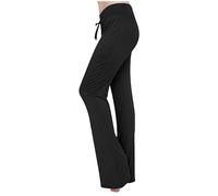 Black Flare Leggings Women's Yoga Wear Drawstring Pants Dance Pants Exercise Yoga Wide Leg Pants Pants Palazzo Pants (Black, L)