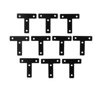 Black Flat Corner Brackets 10PCS Black Durable Iron T Shape Corner Braces Iron Mending Repair Plates