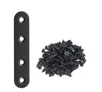 Black Flat Mending Plates 304 Stainless Steel 76 x 17mm with Screws for Wood Furniture Reinforcement, 8-Pack