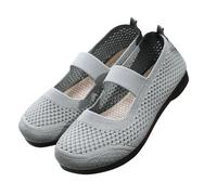 Black Flat Shoes Women With Strap Wide - Breathable Sneakers Womens Walking Soft-Soled Shoes Mesh Lining Stretch Upper One Kick Breathable Ladies Shoe Round Head Rubber Sole Casual Sneaker