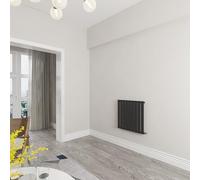 Black Flat Tube Radiator Single Modern Central Heating Radiator Designer 600x612mm Radiator