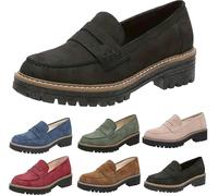 Black Flats Teal Shoes Platform Loafers For Women Slip-On Leather Moccasins with Arch Support Business Walking Shoes Lightweight Round Toe