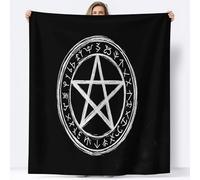 Black Fleece Blanket 150 x 200 cm Warm Fluffy Blankets, Geometric Five-Pointed Star Symbol Flannel Microfiber Comfortable Soft Fuzzy Throw Blankets - Sofa Travel Outdoor Office Nap Blanket