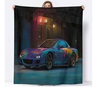 Black Fleece Blanket 220 x 240 cm Warm Fluffy Blankets, Digital Art New York Streets Sports Car Flannel Microfiber Comfortable Soft Fuzzy Throw Blankets, for Sofa Travel Outdoor Office Nap Blanket