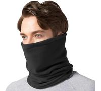 Black Fleece Snood Neck Warmer with Drawstring Toggle - Adjustable Thermal Winter Neck Gaiter Face Cover for Men & Women, Cold Weather Windproof for Walking Cycling Outdoor Work