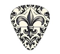 Black-Fleur-De-Lis-Royal 12 Pack Guitar Picks With 3 Thicknesses And Storage Box, Abs Plectrums For Electric Bass Guitar Players