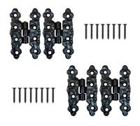 Black Fleur de LYS Cast Iron Gothic Cabinet Hinges 80mm X 40mm Antique Finish Tudor Style Wrought Cast Iron Door & Cupboard Hinges with Screws Pack of 4