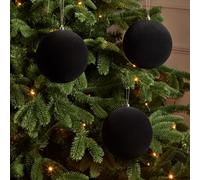 Black Flocked Effect Safari Nights Christmas Bauble Set, Pack Of 3
