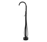 Black Floor Mount Bathtub Faucet Free Standing Bath Tub Filler Shower Mixer Tap Freestanding High Flow Faucets Taps Chrome,Swivel Gooseneck Spout with Cylinder Handheld,Black