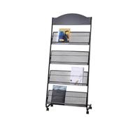 Black FloorStand with Wheels forBrochureCatalogOffice and Store Showcase Portable Magazine Rack Easy li