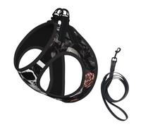 Black Floral Halloween Skull Compact Pet Suspender Vest-The Perfect Small Pet For A Comfortable Walk