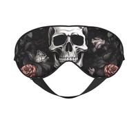 Black Floral Halloween Skull Printing Sleep Mask for Women Men Double-Sided Print Soft Silk Eye Masks Eye Sleep Shade Cover